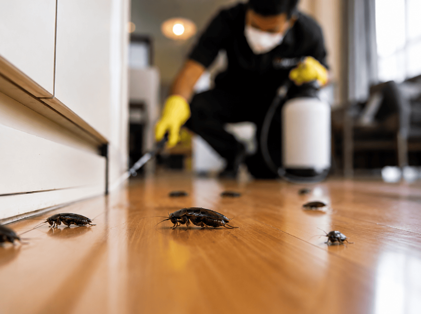 Professional pest treatment in progress